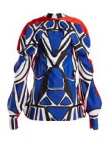 MATTY BOVAN Dot-print top ~ blue abstract printed ruched tops