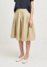 Aspesi Drill High Waist Cotton Skirt ~ pleated camel skirts