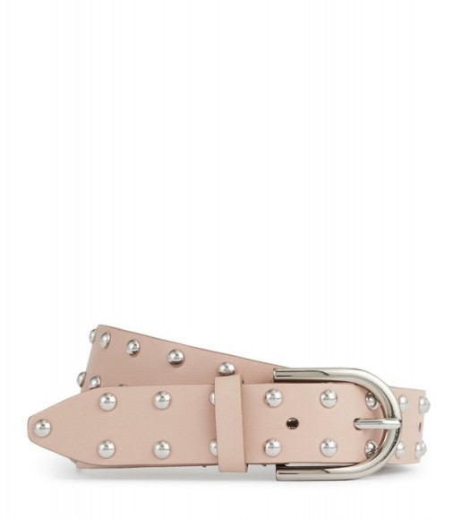 Reiss EMIN METAL-DETAIL LEATHER BELT NUDE ~ stud embellished belts