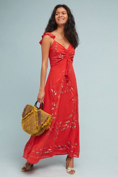 Farm Rio Quintana Maxi Dress ~ perfect red vacation dresses