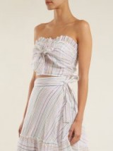 APIECE APART Flora metallic-striped bandeau top ~ strapless summer tops