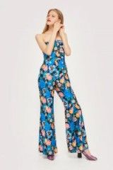 TOPSHOP Floral Bandeau Jumpsuit / strapless wide leg jumpsuits