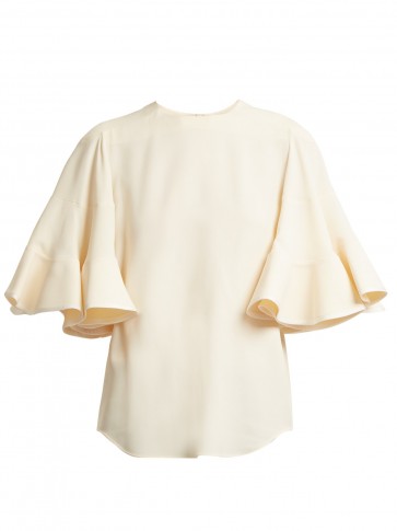 CHLOÉ Fluted sleeve cady top ~ ivory boho tops