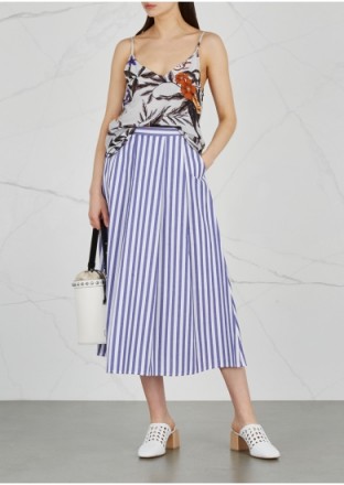 GESTUZ Wray striped poplin midi skirt ~ summer skirts ~ fresh blue and white stripes