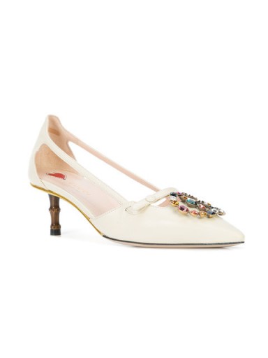 GUCCI Unio heeled pumps ~ bamboo-effect heels ~ crystal embellished shoes