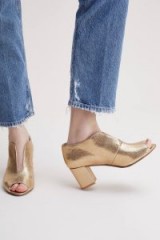 Esska Gyda Metallic-Leather Heels ~ chunky peep-toe shoes