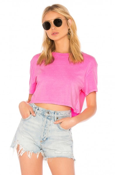 Hanes x Karla X REVOLVE THE NEON CROP TEE Neon Pink | bright cropped T-shirts
