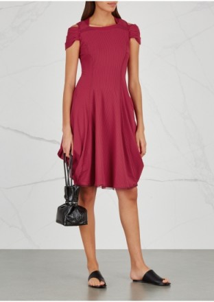 HIGH Rhythm striped stretch-jersey dress ~ raspberry-pink draped dresses