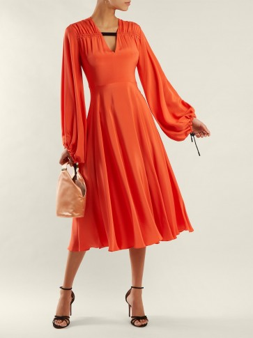 ROKSANDA Houma red silk dress ~ balloon sleeved dresses