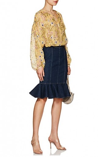 ISABEL MARANT Mia Floral Yellow Silk Peasant Blouse ~ semi sheer blouses