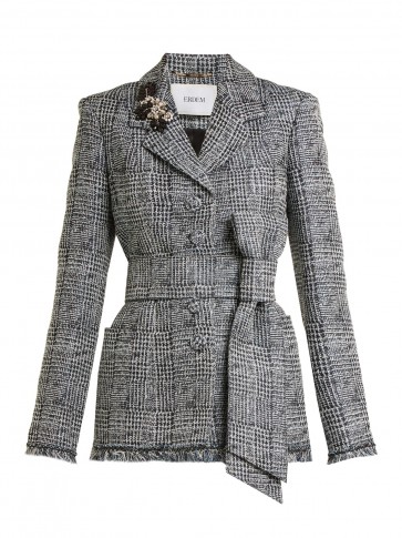 ERDEM Jacey crystal-embellished checked jacket ~ chic tweed jackets