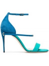 JENNIFER CHAMANDI blue and green Rolando 105 suede sandals ~ colourblock heels