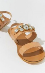 WAREHOUSE JEWELLED LEATHER SANDAL / crystal flats