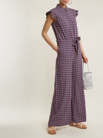 LA DOUBLEJ EDITIONS Jumping Mikado-print crepe jumpsuit ~ geometric print wide leg jumpsuits ~ summer style