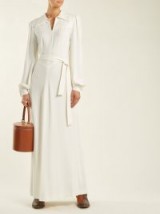 BELLA FREUD Karianne ivory crepe dress ~ long chic tie waist dresses