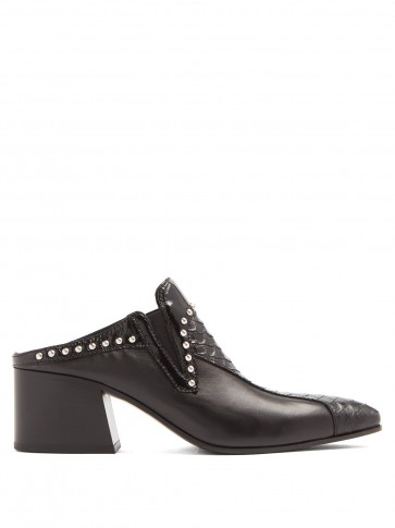 ACNE STUDIOS Karmir stud-embellished leather mules ~ chunky heeled mule