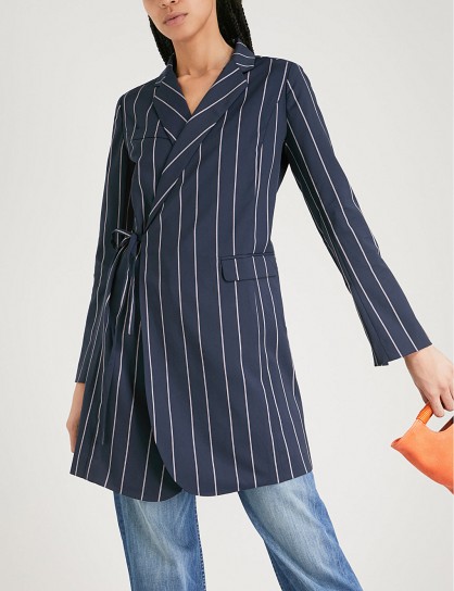 KITRI Misty pinstriped woven jacket ~ striped side tie jackets