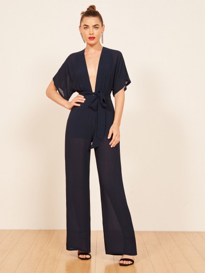 Reformation Lemongrass Jumpsuit | deep V-neckline jumpsuits