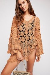 FREE PEOPLE Mandala Crochet Tunic in Camel | boho knitted tops