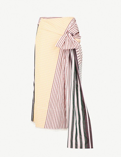 MARNI Contrast-panel woven skirt ~ mixed check prints ~ asymmetric skirts