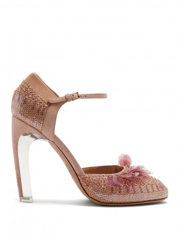 VALENTINO Mary-Jane knitted pumps ~ pink sequin Mary Janes