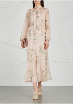 MAX MARA STUDIO Paulde floral-print silk midi dress – pink floaty dresses