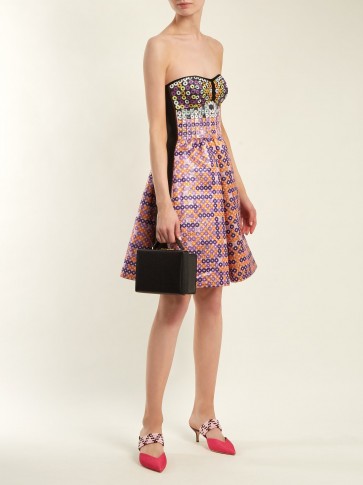 MARY KATRANTZOU Metallic circle-jacquard dress ~ strapless fit and flare event dresses