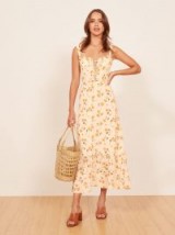 REFORMATION Naples Dress Limonada / yellow floral print ruffle trim dresses