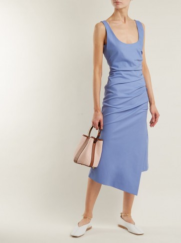 SPORTMAX Oppio dress ~ blue side ruched asymmetric hemline dresses