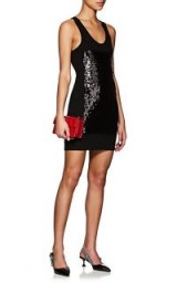 PACO RABANNE Sequined Rib-Knit Minidress ~ sparkly black racerback mini dresses