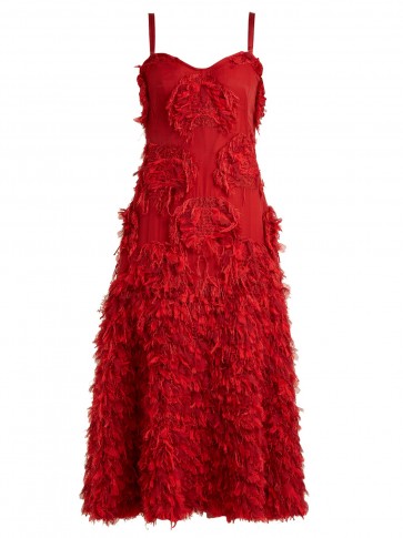 ALEXANDER MCQUEEN Peony fil coupe silk-blend dress | strappy red textured event dresses