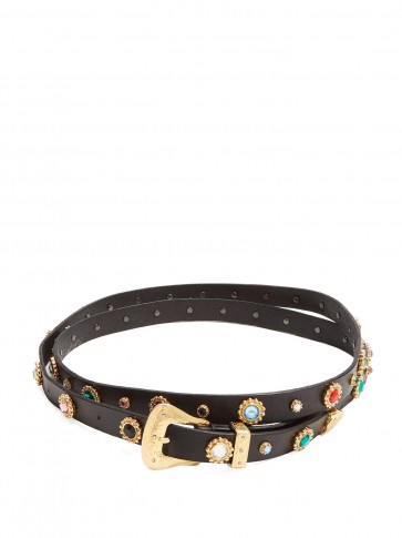 DODO BAR OR Roxana wraparound skinny embellished belt ~ luxe crystal studded belts