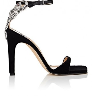 SERGIO ROSSI Monkey-Embellished Velvet Sandals ~ glamorous black event heels