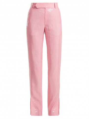 MSGM Side-slit sequin trousers | shiny pink pants