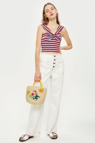 Topshop Striped Knot Top | striped summer retro tops