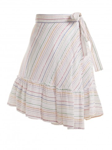 APIECE APART Tamarind cotton-blend asymmetric wrap skirt ~ metallic multicoloured striped skirts