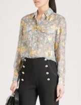 THE KOOPLES Western floral-print silk-muslin shirt / metallic motif shirts