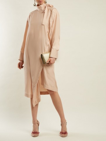 VALENTINO Tie-neck silk dress ~ chic high neck asymmetric dresses