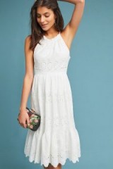 Maeve Tiered Eyelet Midi Dress | summer halterneck dresses