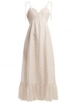 ATHENA PROCOPIOU Tiered fil-coupé dress ~ white and metallic gold frill hem summer dresses