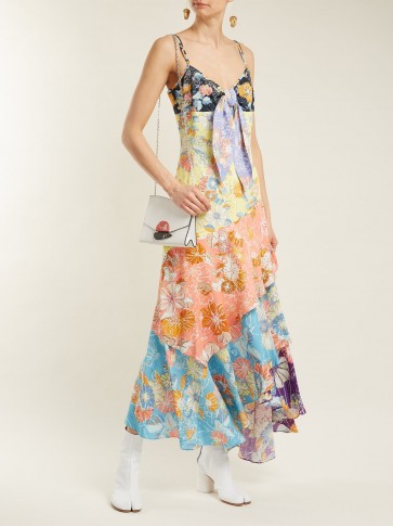 PETER PILOTTO Tiered floral-print tie-front crepe slip dress ~ summer boho style ~ strappy asymmetric dresses
