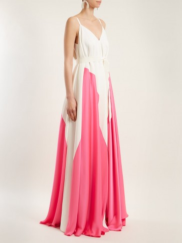 MAISON RABIH KAYROUZ Two-tone crepe dress ~ fluid pink and white strappy event dresses