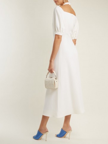 EMILIA WICKSTEAD Victoria cut-out back wool-crepe midi dress ~ elegant ivory dresses