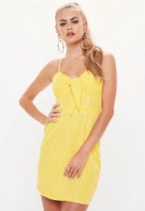 Missguided yellow knot front gingham cami dress | strappy summer dresses