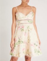 ZIMMERMANN Iris linen and cotton-blend sun dress / strappy floral fit and flare