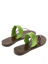 ÁLVARO Alberta leather sandals ~ brown and metallic-green flats