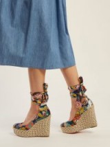 CHRISTIAN LOUBOUTIN Barbaria Zeppa 120 floral satin wedge platforms / summer wedges