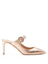 AQUAZZURA Blossom 75 Mary-Jane metallic-gold mules