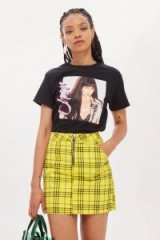 Topshop Checked Denim High Waisted Skirt | yellow tartan skirts