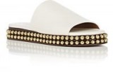 CHLOÉ Sawyer White Leather Slide Sandals ~ stud embellished sliders